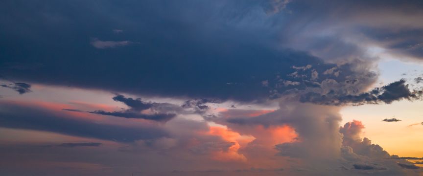 Distant Storm Sunsets sky #1 — real panoramic sky for replacement