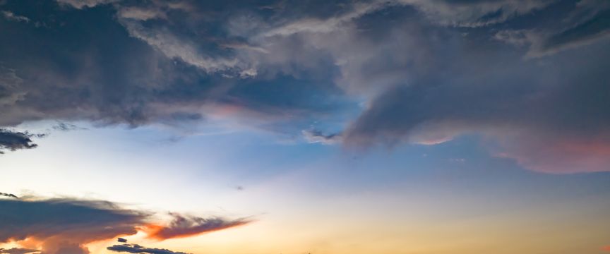 Distant Storm Sunsets sky #9 — real panoramic sky for replacement