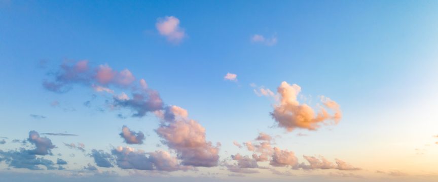 Puffy Cloud Sunrise sky #1 — real panoramic sky for replacement