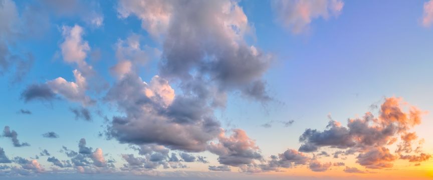 Puffy Cloud Sunrise sky #7 — real panoramic sky for replacement