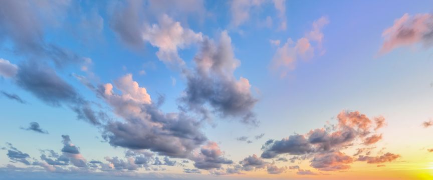 Puffy Cloud Sunrise sky #8 — real panoramic sky for replacement