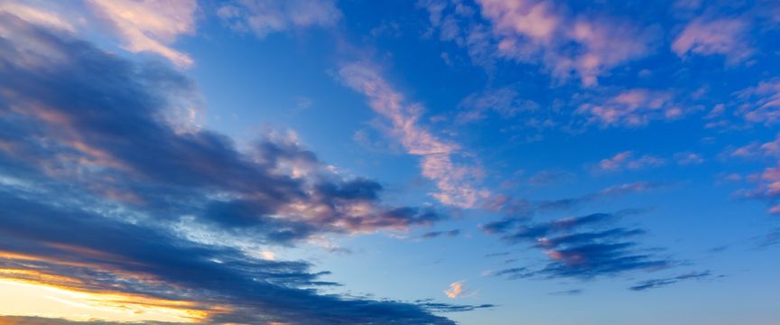 Wispy Cloud Sunrise sky #1 — real panoramic sky for replacement