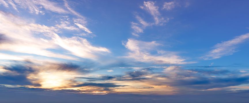 Wispy Cloud Sunrise sky #2 — real panoramic sky for replacement